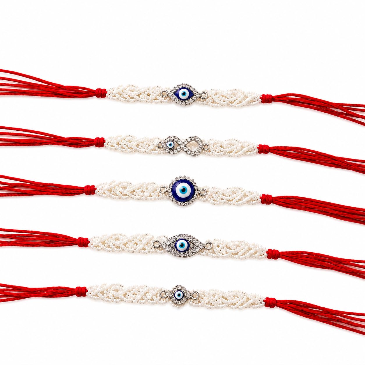 Khillayox Designer kids Cartoon Rakhi Set of 5 for Brother with Greeting Card & Roli Chawal Pack | Handmade Beaded Bracelet T