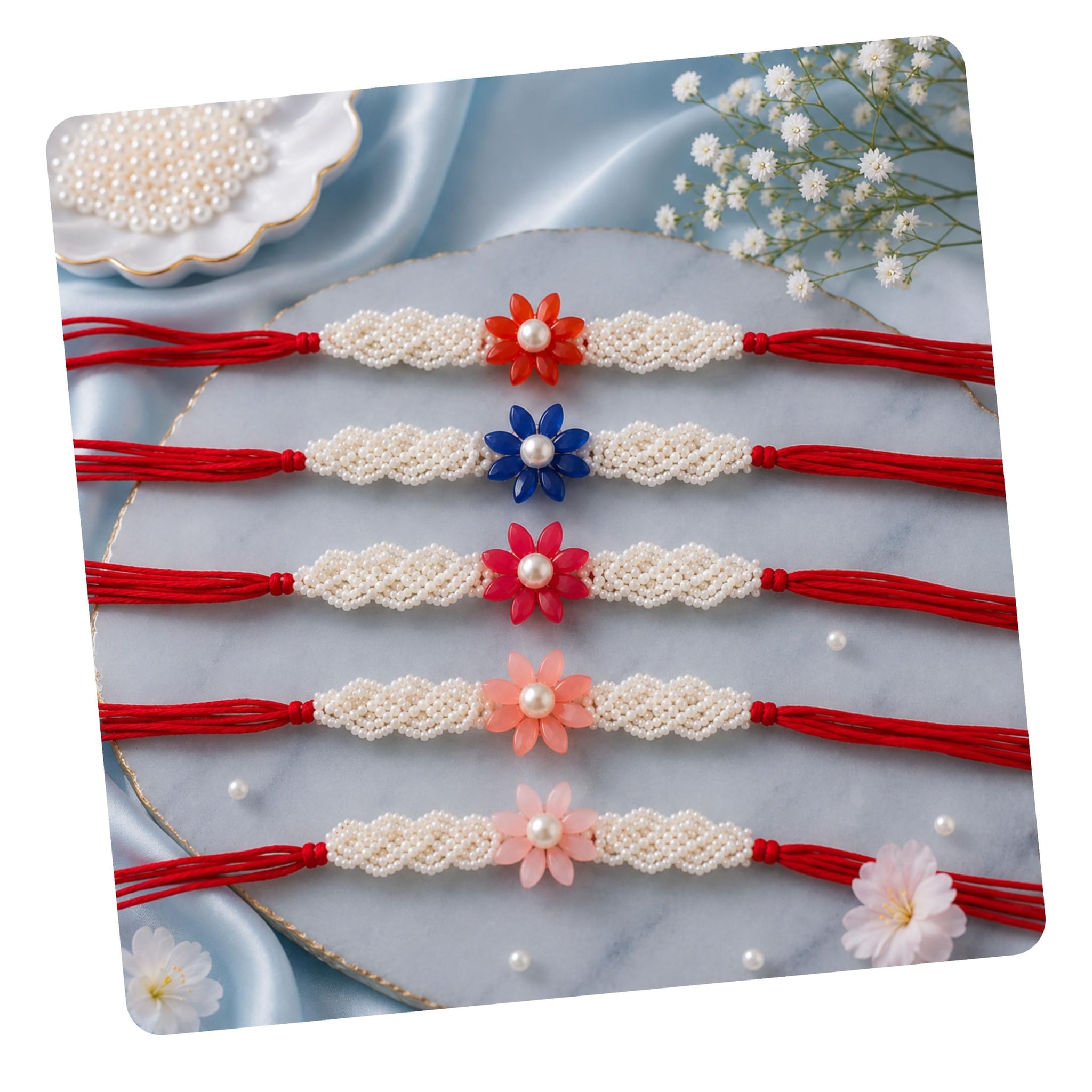 Khillayox Designer kids Cartoon Rakhi Set of 5 for Brother with Greeting Card & Roli Chawal Pack | Handmade Beaded Bracelet T