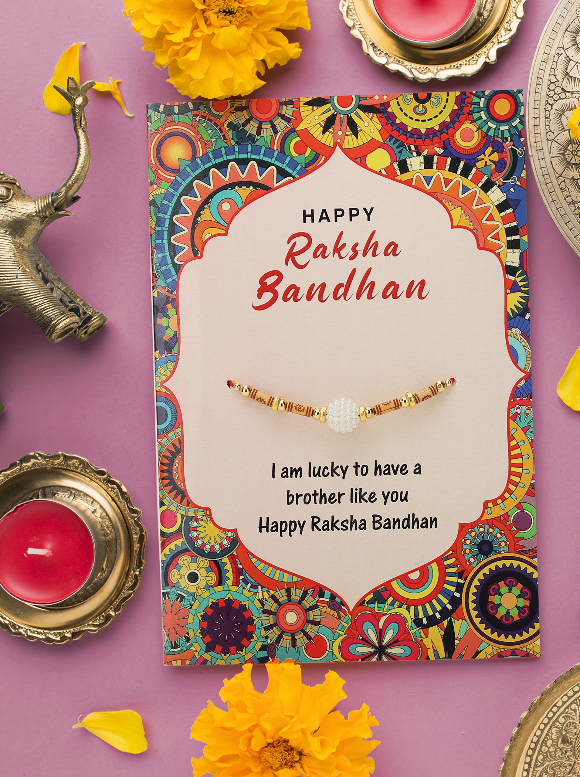Khillayox Stylish rakhi for brother with greeting card| Rakhi/Raksha Bandhan Special & Stylish Greeting Card Rakhi Gift with 