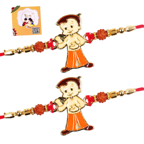 Kids Metal Rakhi – Cartoon Character Rakhi/Bracelet for Boys | Durable Design with Roli Chawal | Raksha Bandhan Gift Card (BH