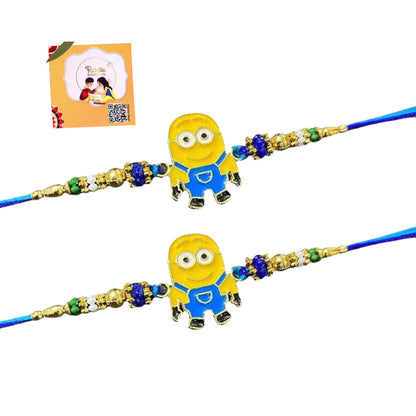 Kids Metal Rakhi – Cartoon Character Rakhi/Bracelet for Boys | Durable Design with Roli Chawal | Raksha Bandhan Gift Card (BH