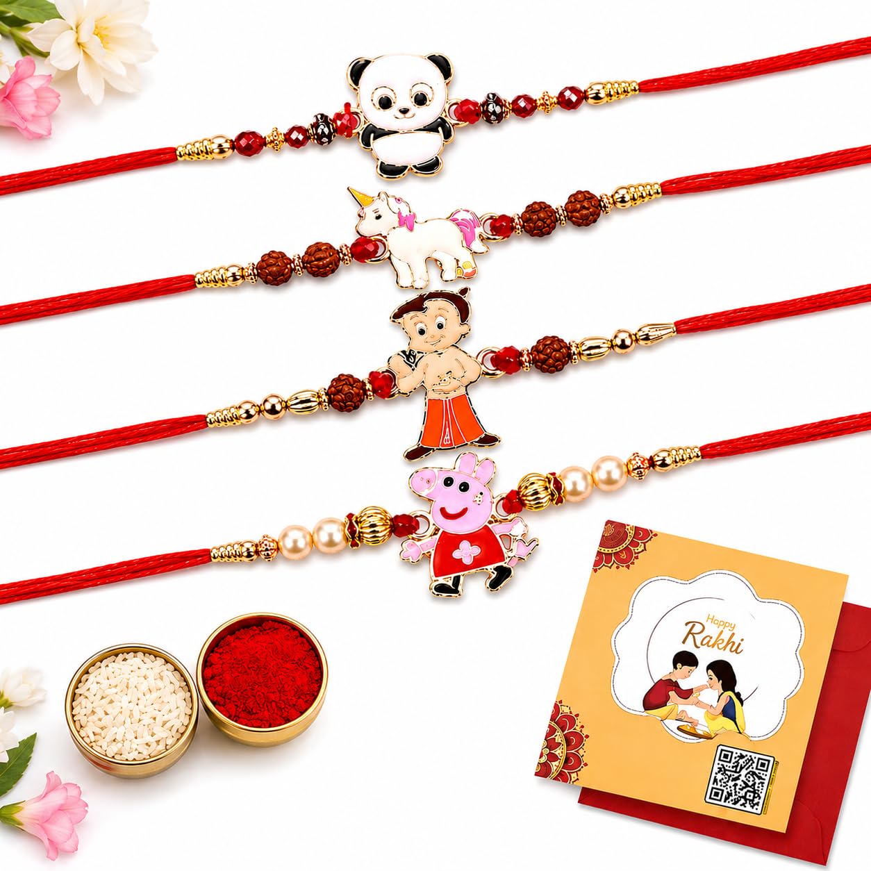 Kids Metal Rakhi – Cartoon Character Rakhi/Bracelet for Boys | Durable Design with Roli Chawal | Raksha Bandhan Gift Card (BH