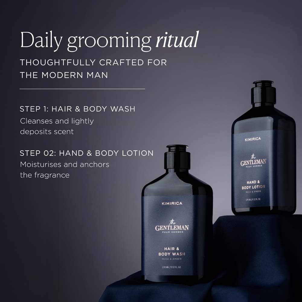 KIMIRICA The Gentleman Niacinamide Hand & Body Lotion, 270ml, Vetiver Patchouli Scent with Shea Butter - in use