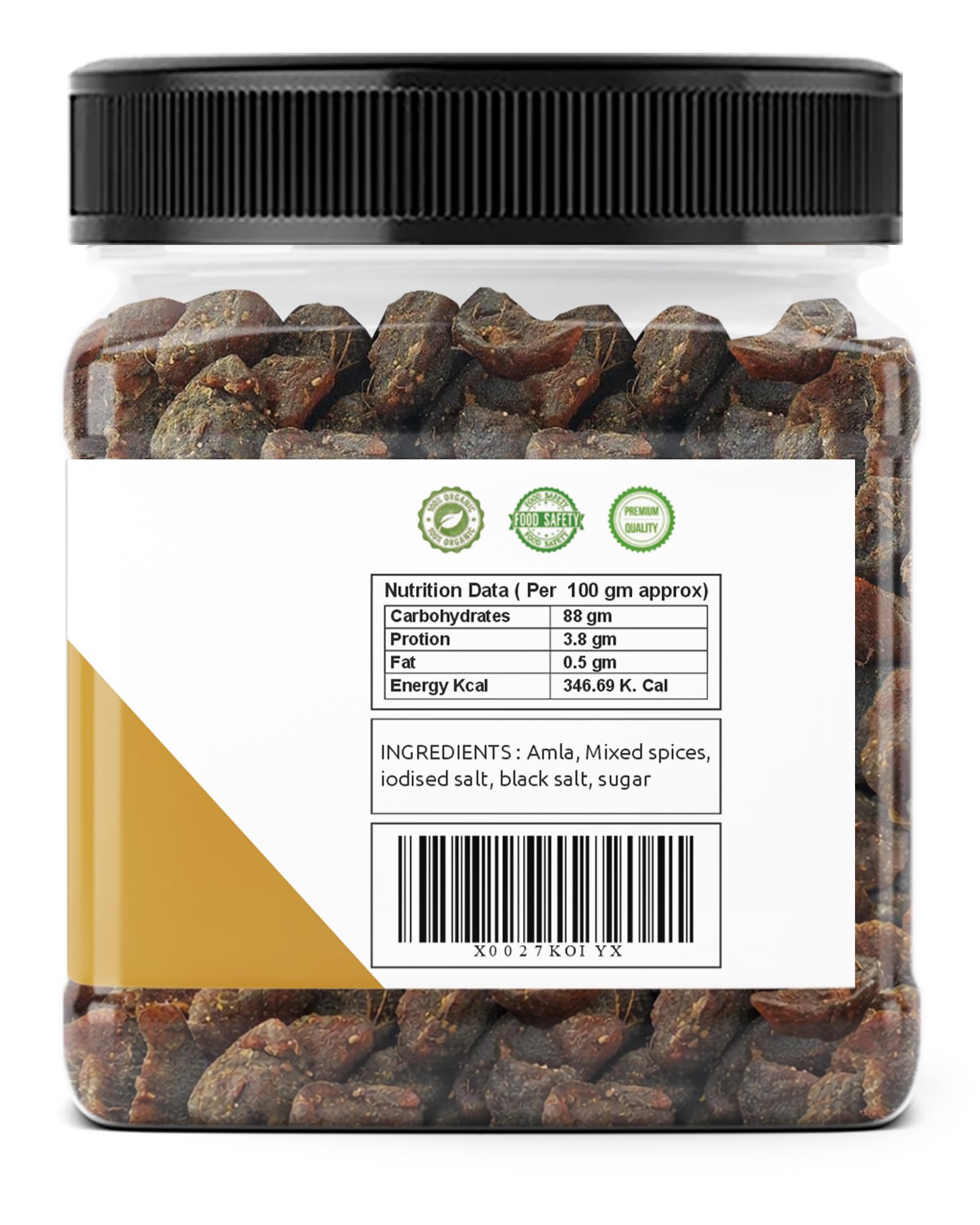 Kitchen Jungle Natural Dried Chatpata Spicy Amla Candy, Tangy Spiced Indian Gooseberry Snack, No Preservatives - back view