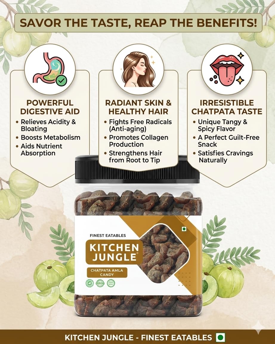 Kitchen Jungle Natural Dried Chatpata Spicy Amla Candy, Tangy Spiced Indian Gooseberry Snack, No Preservatives - ingredients