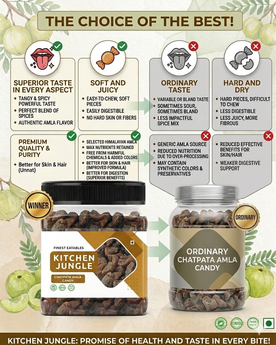 Kitchen Jungle Natural Dried Chatpata Spicy Amla Candy, Tangy Spiced Indian Gooseberry Snack, No Preservatives - close-up det