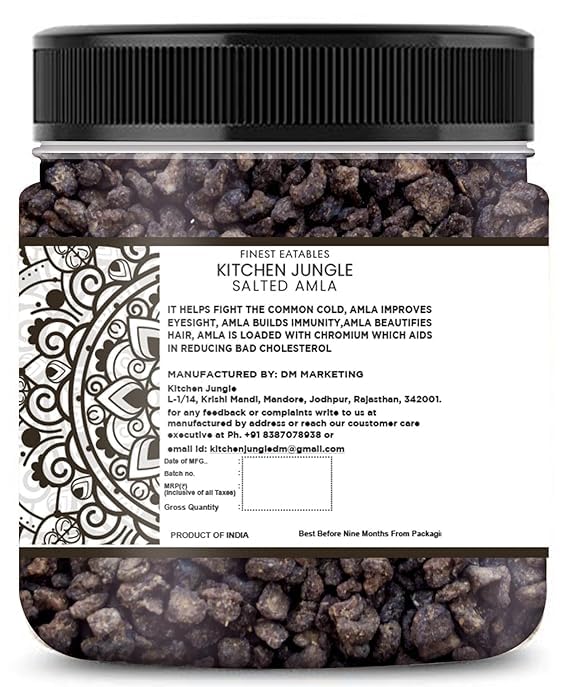 Kitchen Jungle Salted Amla (Gooseberries) - All-Natural, Jar Pack, Traditional Indian Snack - back view