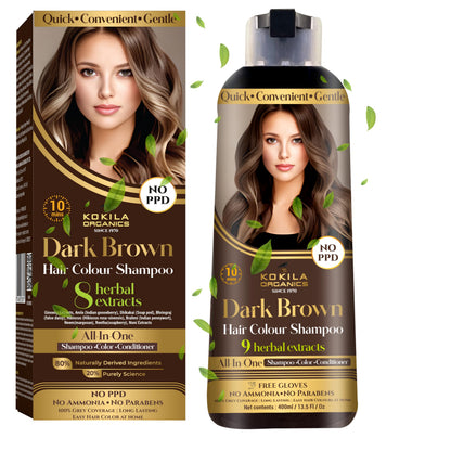 Kokila Hair Color Shampoo, 400ml, Ammonia Free, Paraben Free, NO PPD, with Natural Extracts (10)