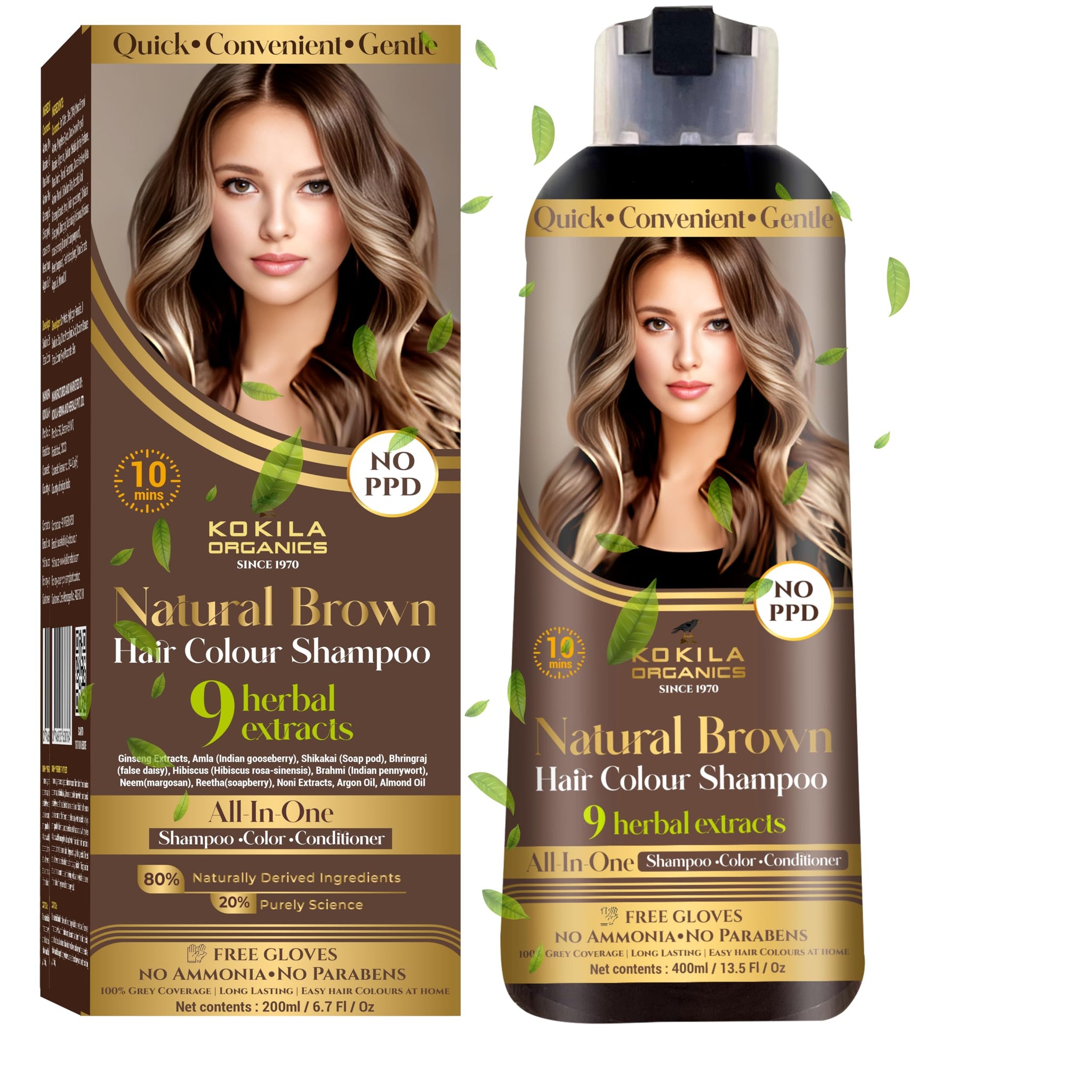 Kokila Hair Color Shampoo, 400ml, Ammonia Free, Paraben Free, NO PPD, with Natural Extracts (13)