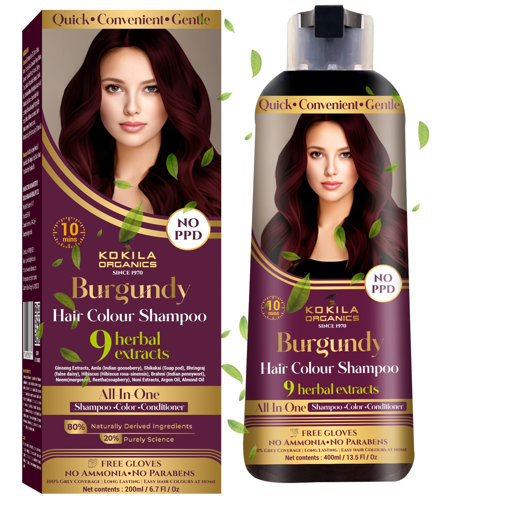 Kokila Hair Color Shampoo, 400ml, Ammonia Free, Paraben Free, NO PPD, with Natural Extracts (6)