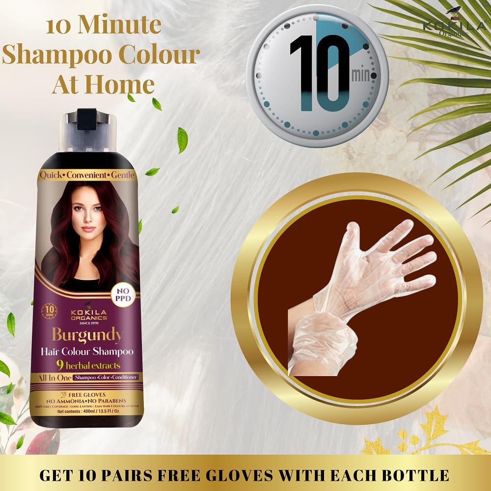 Kokila Hair Color Shampoo, 400ml, Ammonia Free, Paraben Free, NO PPD, with Natural Extracts - back view (8)