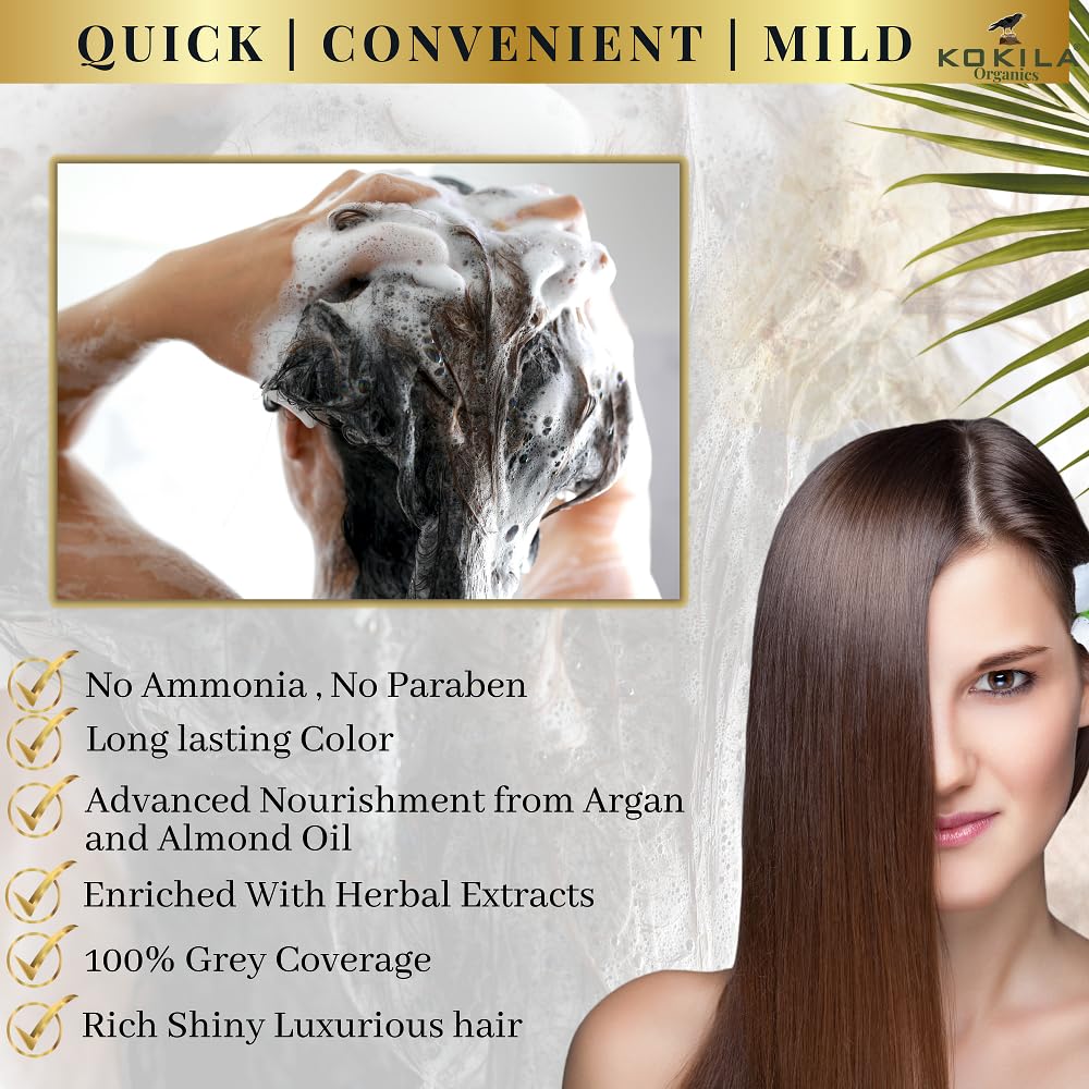 Kokila Hair Color Shampoo, 400ml, Ammonia Free, Paraben Free, NO PPD, with Natural Extracts - ingredients panel (9)