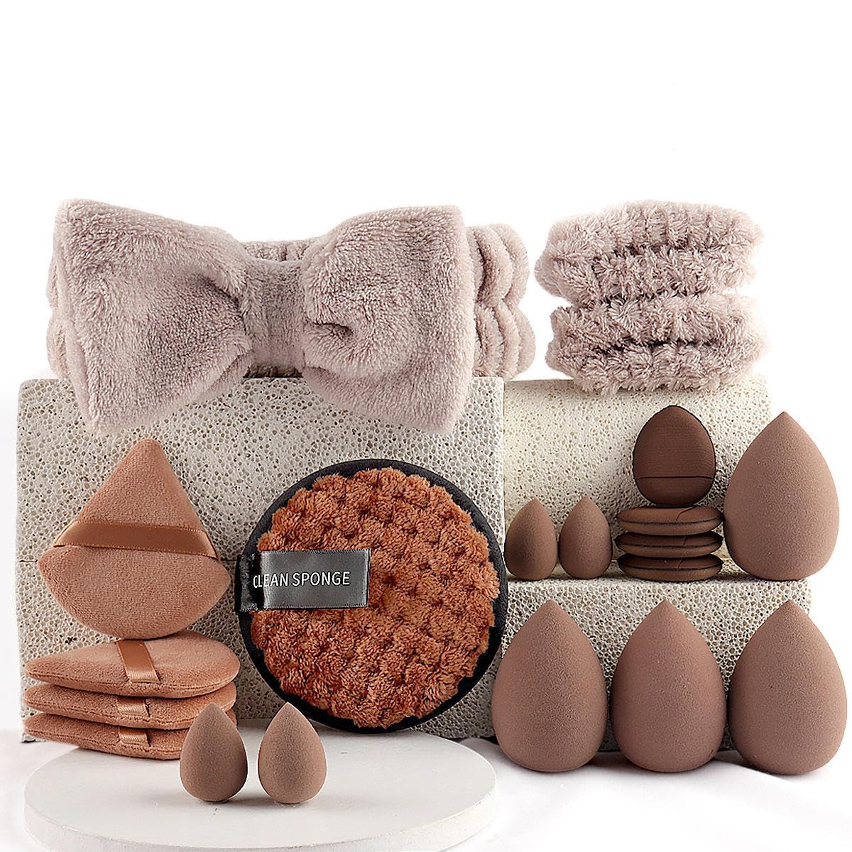 Korean Makeup Sponge Puff Blender Kit (20 Pcs) | Non-Latex Ultra Soft Beauty Blender Set | Includes Big & Mini Makeup Sponges
