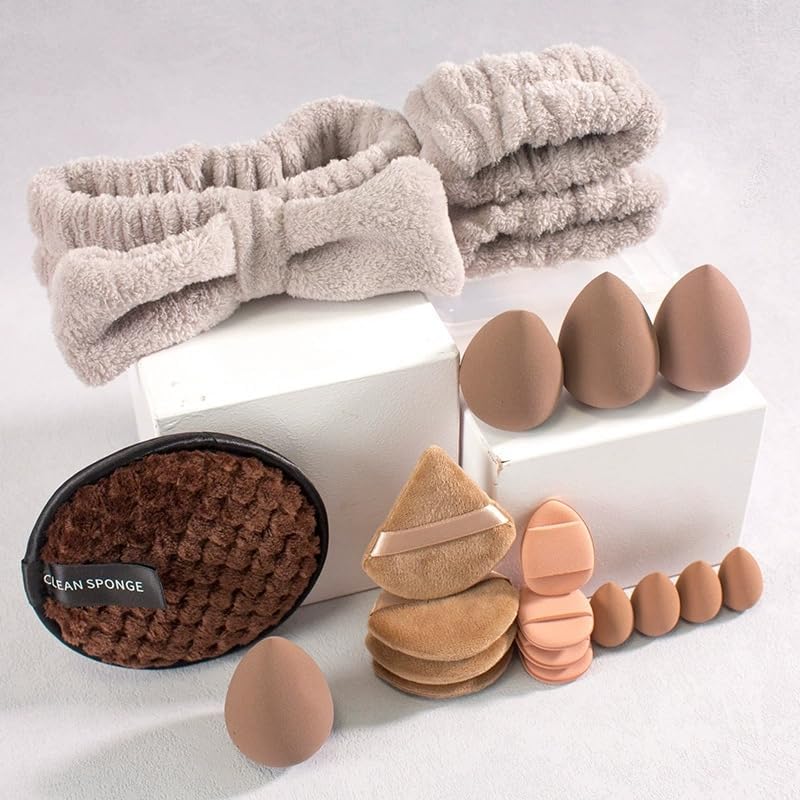 Korean Makeup Sponge Puff Blender Kit (20 Pcs) | Non-Latex Ultra Soft Beauty Blender Set | Includes Big & Mini Makeup Sponges
