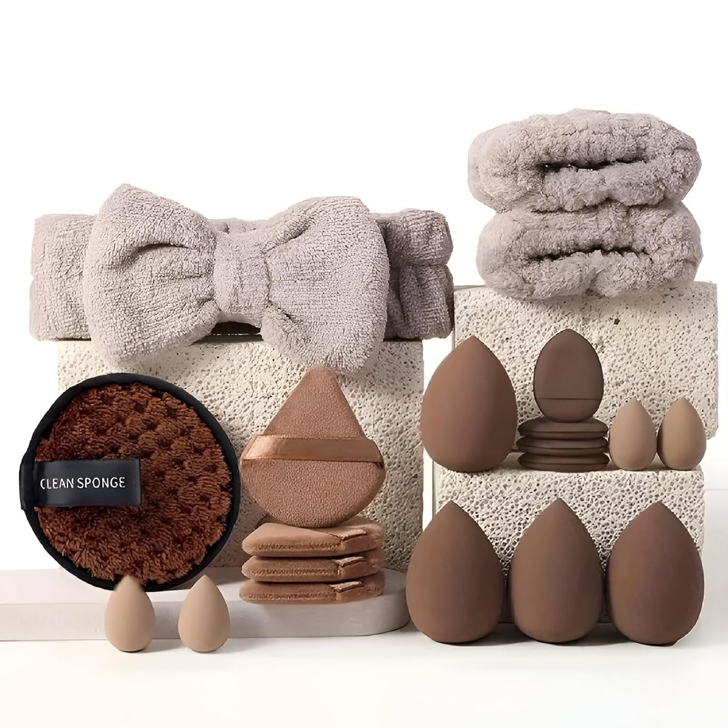 Korean Makeup Sponge Puff Blender Kit (20 Pcs) | Non-Latex Ultra Soft Beauty Blender Set | Includes Big & Mini Makeup Sponges