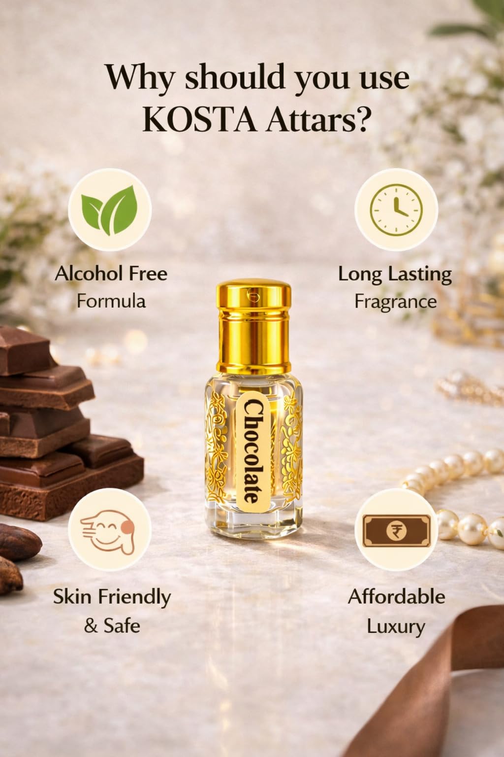 KOSTA Black Oudh Attar Roll-On Concentrated Perfume Oil, Alcohol-Free, 6ml, Unisex Oud Fragrance - in use