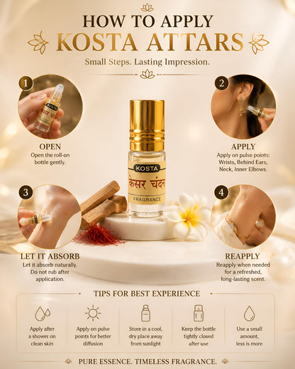 KOSTA KOSTA Black Oudh Attar for Men | Alcohol Free Long Lasting Perfume Oil | Strong Woody Smoky Oud Fragrance | Roll On Att