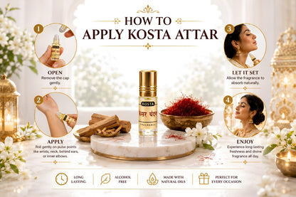 KOSTA KOSTA Black Oudh Attar for Men | Alcohol Free Long Lasting Perfume Oil | Strong Woody Smoky Oud Fragrance | Roll On Att