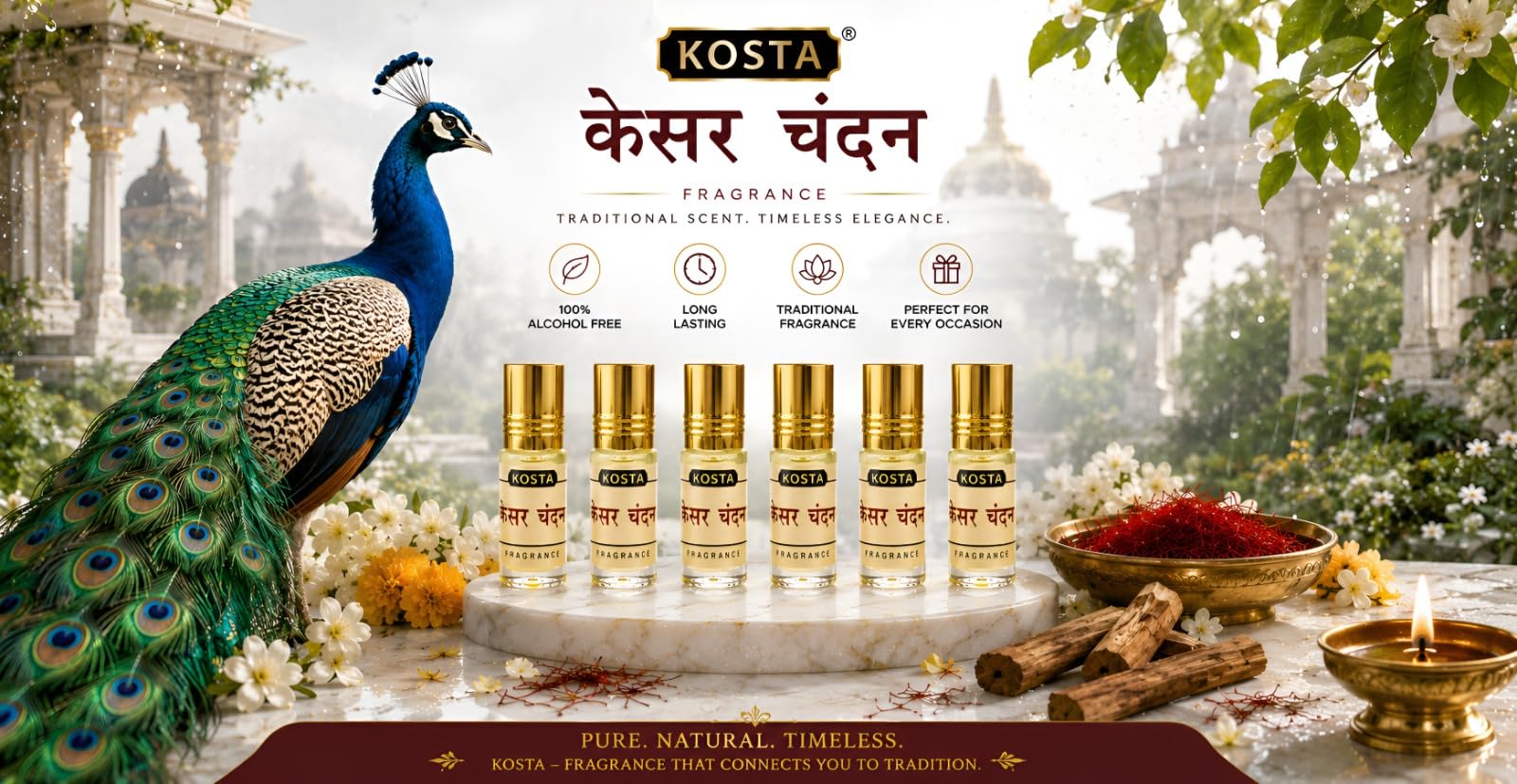 KOSTA KOSTA Black Oudh Attar for Men | Alcohol Free Long Lasting Perfume Oil | Strong Woody Smoky Oud Fragrance | Roll On Att