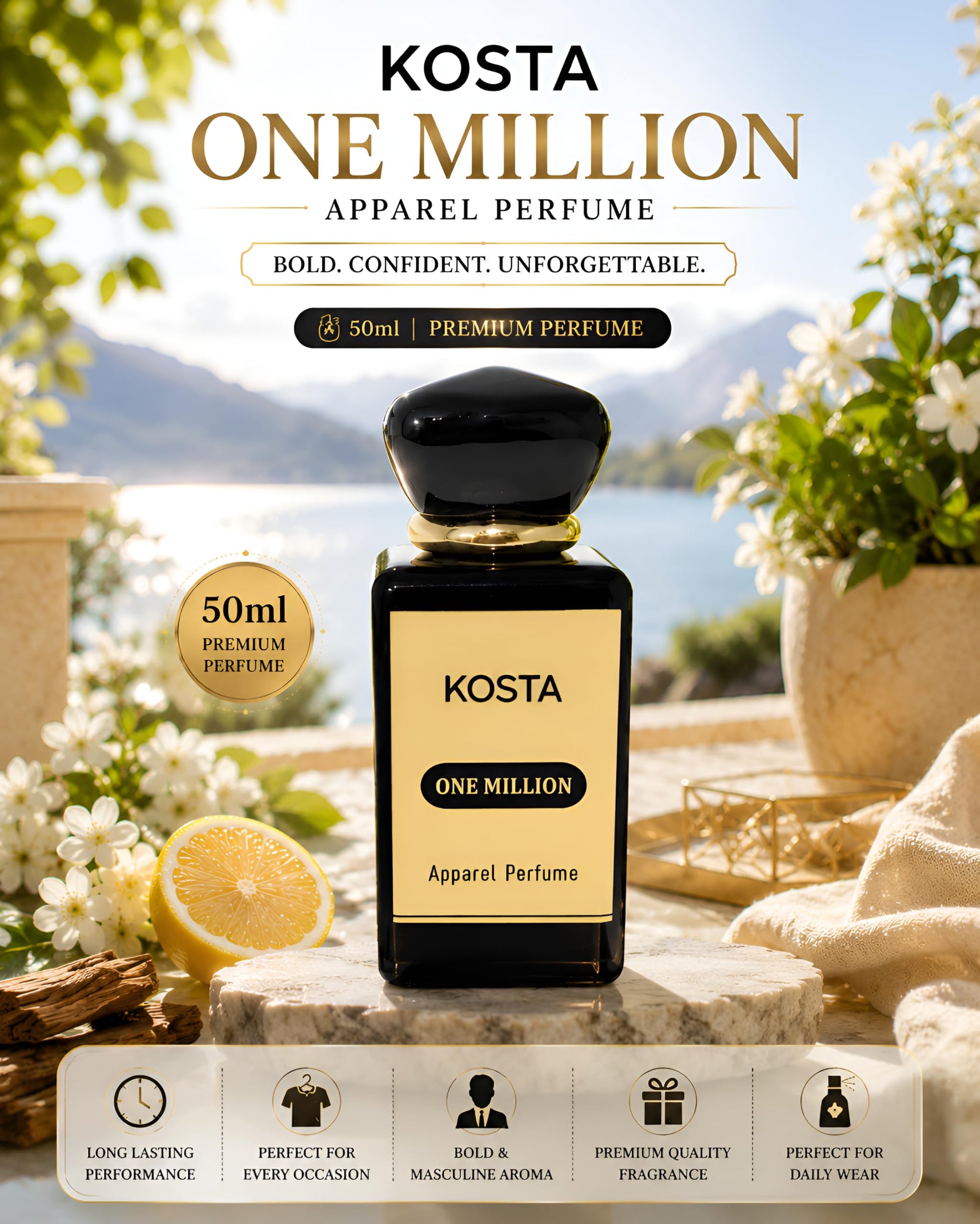 KOSTA KOSTA Black Oudh Attar for Men | Alcohol Free Long Lasting Perfume Oil | Strong Woody Smoky Oud Fragrance | Roll On Att