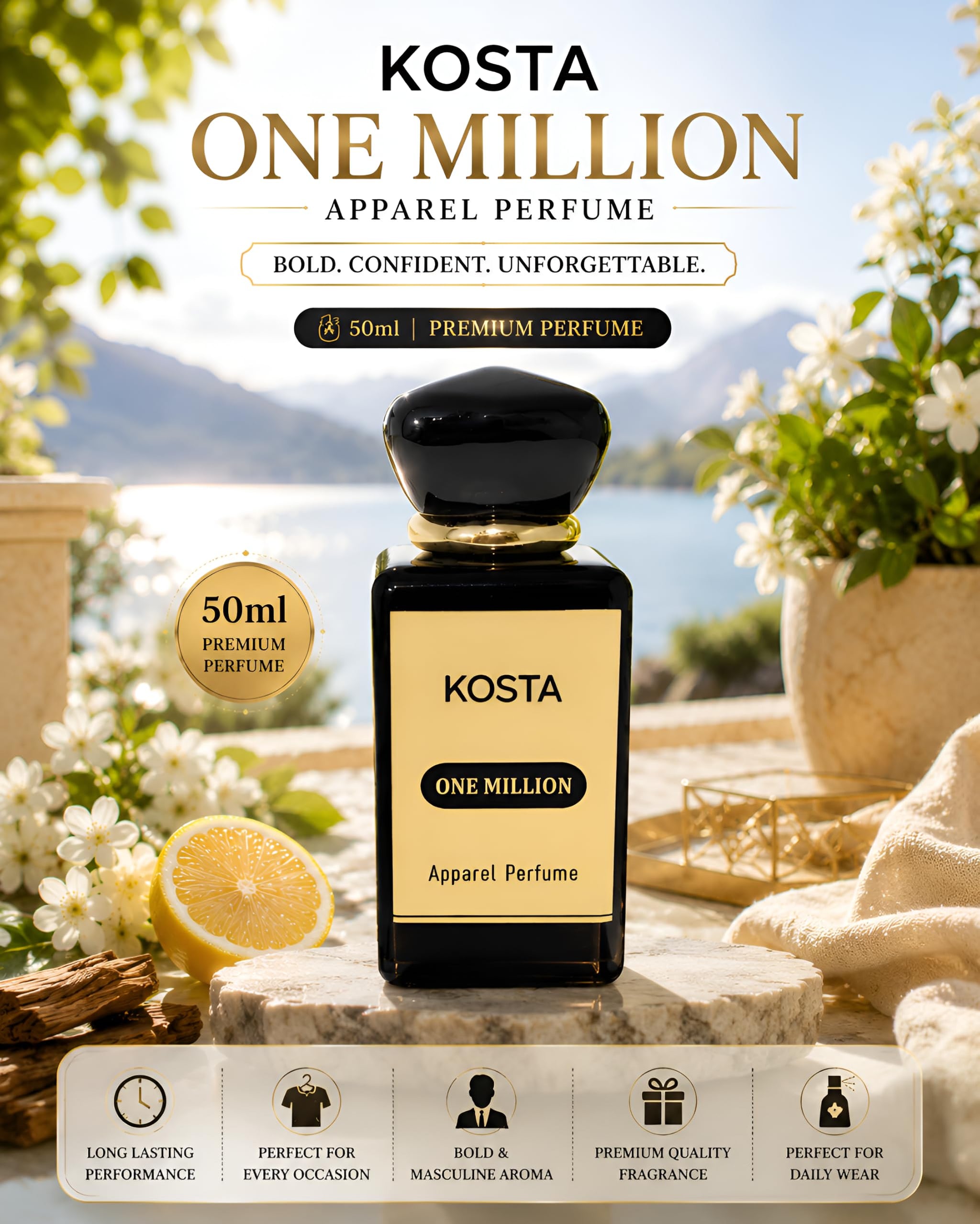 KOSTA KOSTA Black Oudh Attar for Men | Alcohol Free Long Lasting Perfume Oil | Strong Woody Smoky Oud Fragrance | Roll On Att