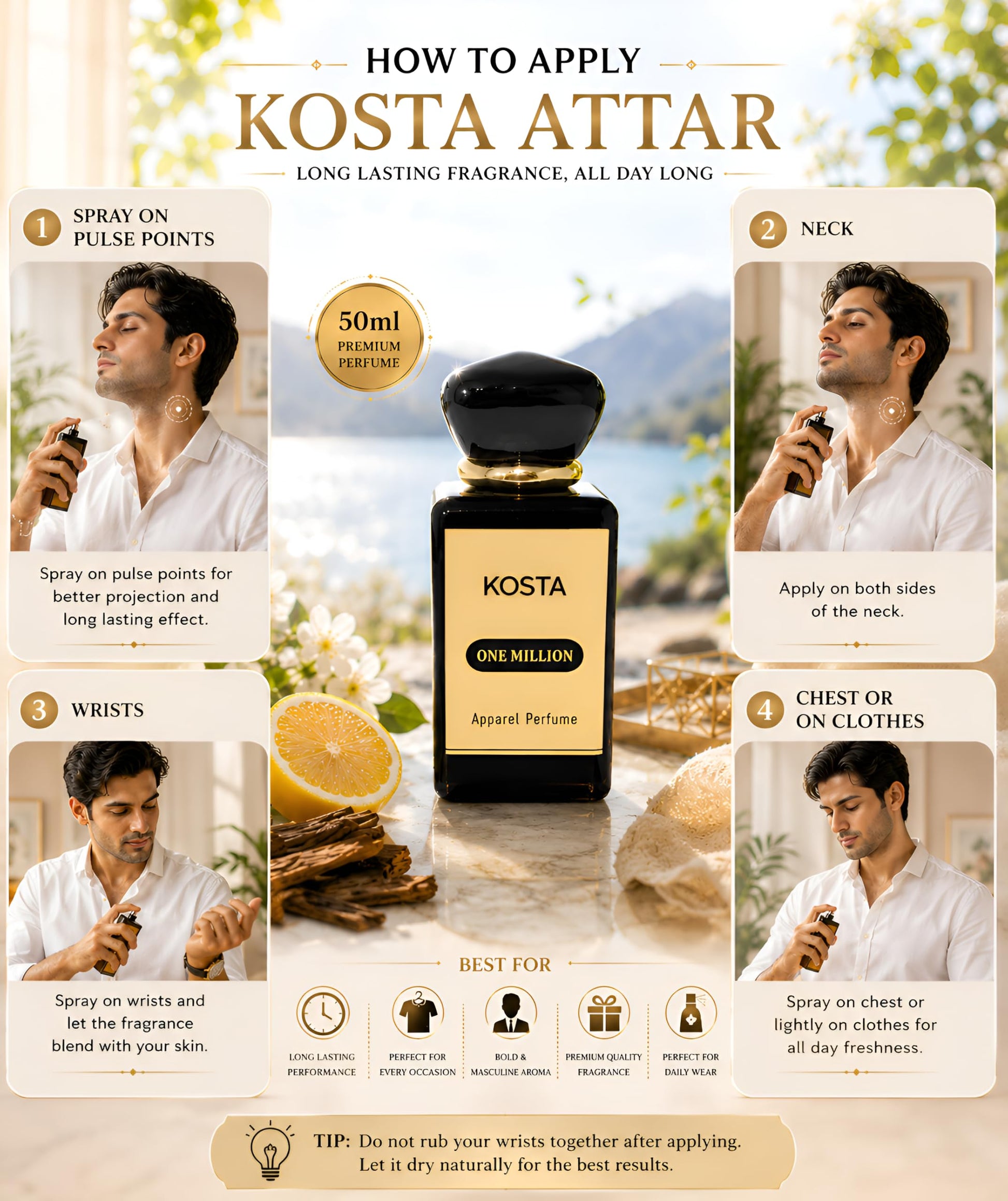 KOSTA KOSTA Black Oudh Attar for Men | Alcohol Free Long Lasting Perfume Oil | Strong Woody Smoky Oud Fragrance | Roll On Att