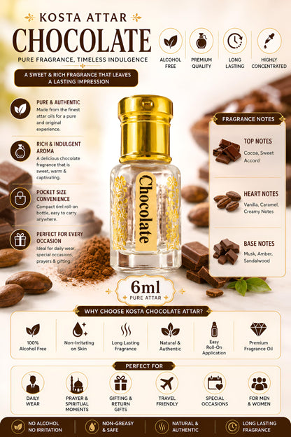 KOSTA KOSTA Black Oudh Attar for Men | Alcohol Free Long Lasting Perfume Oil | Strong Woody Smoky Oud Fragrance | Roll On Att