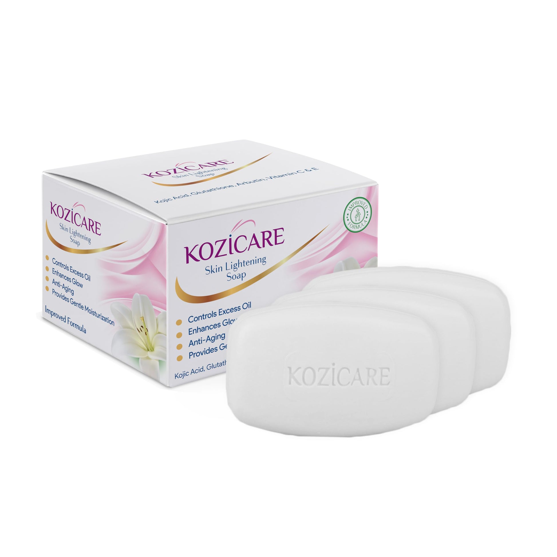 KOZICARE Kojic Acid and Glutathione Soap Bar, 75g, Solid Skin Cleansing Bar, Unisex
