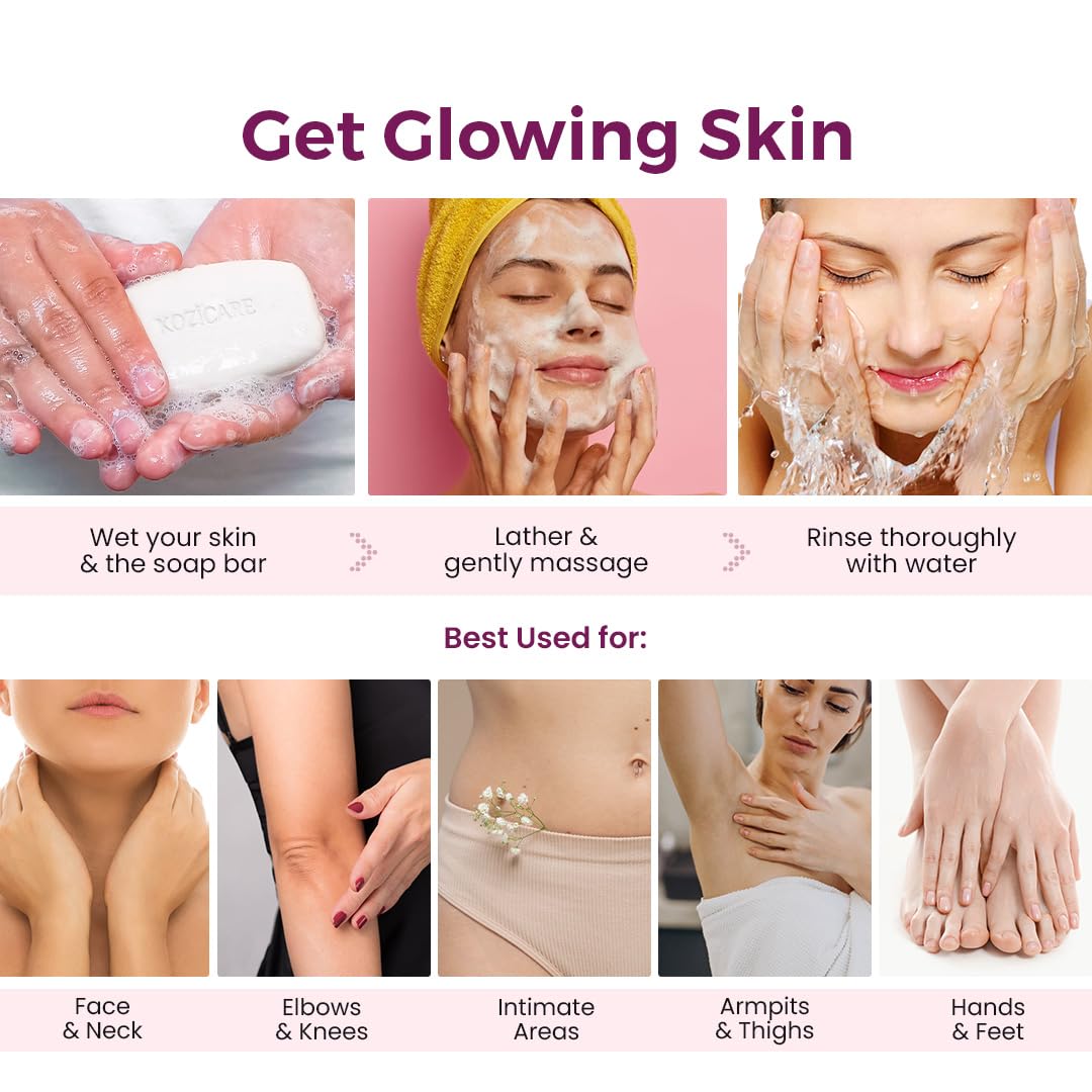 KOZICARE Kojic Acid and Glutathione Soap Bar, 75g, Solid Skin Cleansing Bar, Unisex - packaging