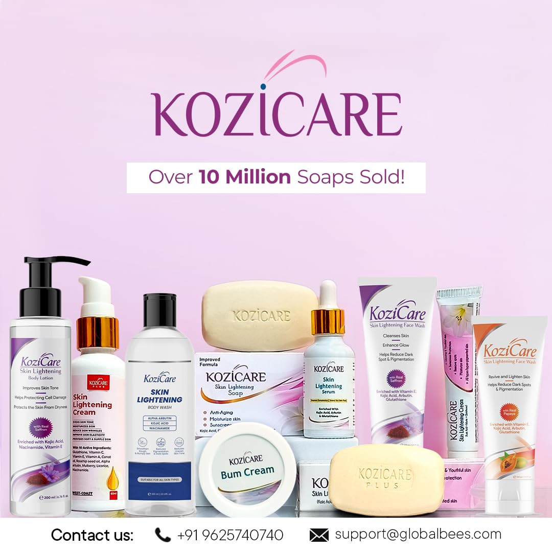 KOZICARE Kojic Acid and Glutathione Soap Bar, 75g, Solid Skin Cleansing Bar, Unisex - ingredients panel