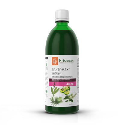 Krishna's Herbal & Ayurveda Raktomax Juice, 1000ml, Herbal Supplement with Devdaru, Kutki, Amla & 13+ Ayurvedic Herbs - front