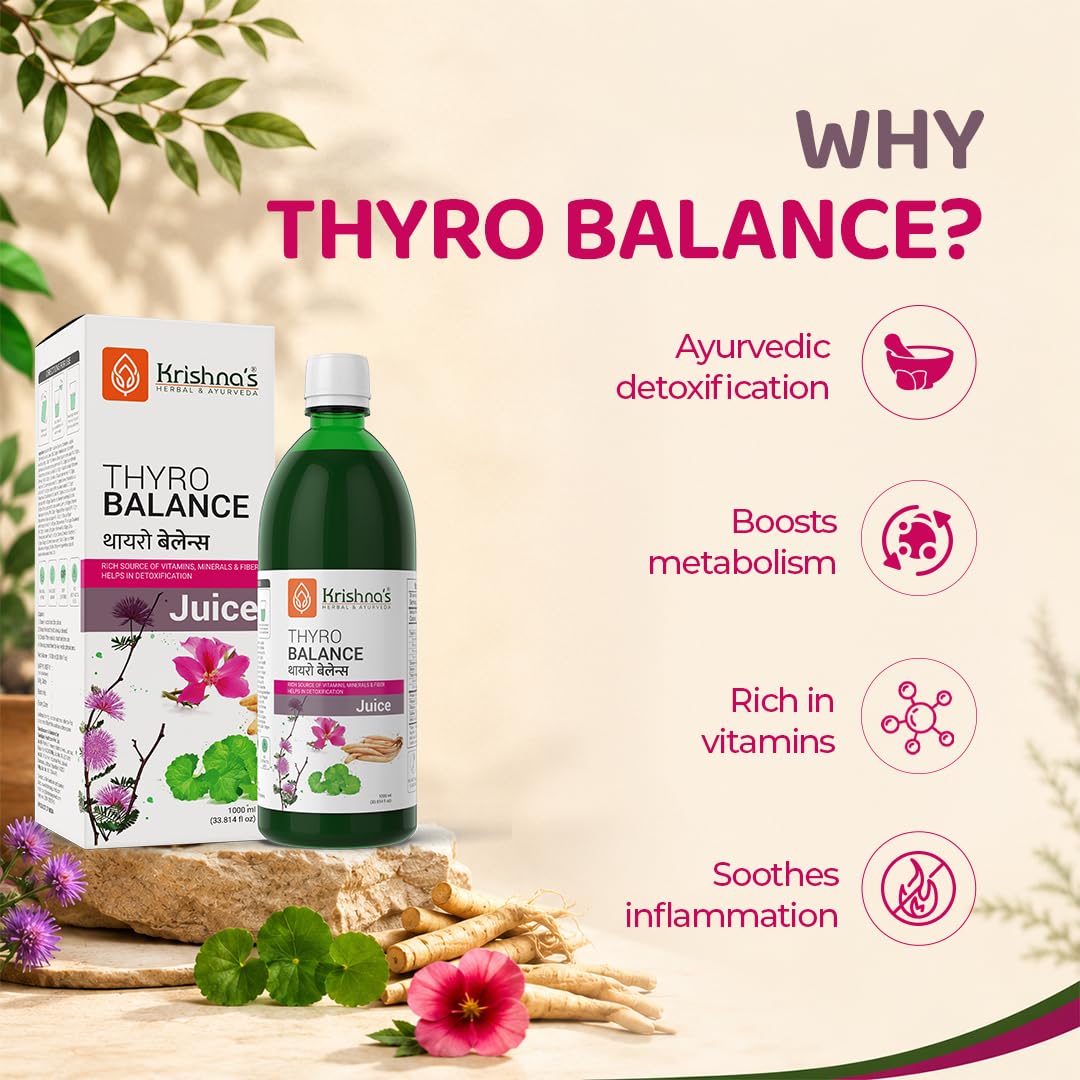 Krishna's Herbal & Ayurveda Thyro Balance Juice, Sugar Free, Kanchnar Gugglu, Herbal Supplement - back view