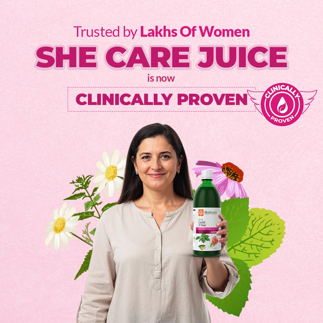 KRISHNA'S HERBAL & AYURVEDA Women's She Care Herbal Juice, 1000ml (Pack of 1), 5-Herb Blend, No Sugar Added - front view