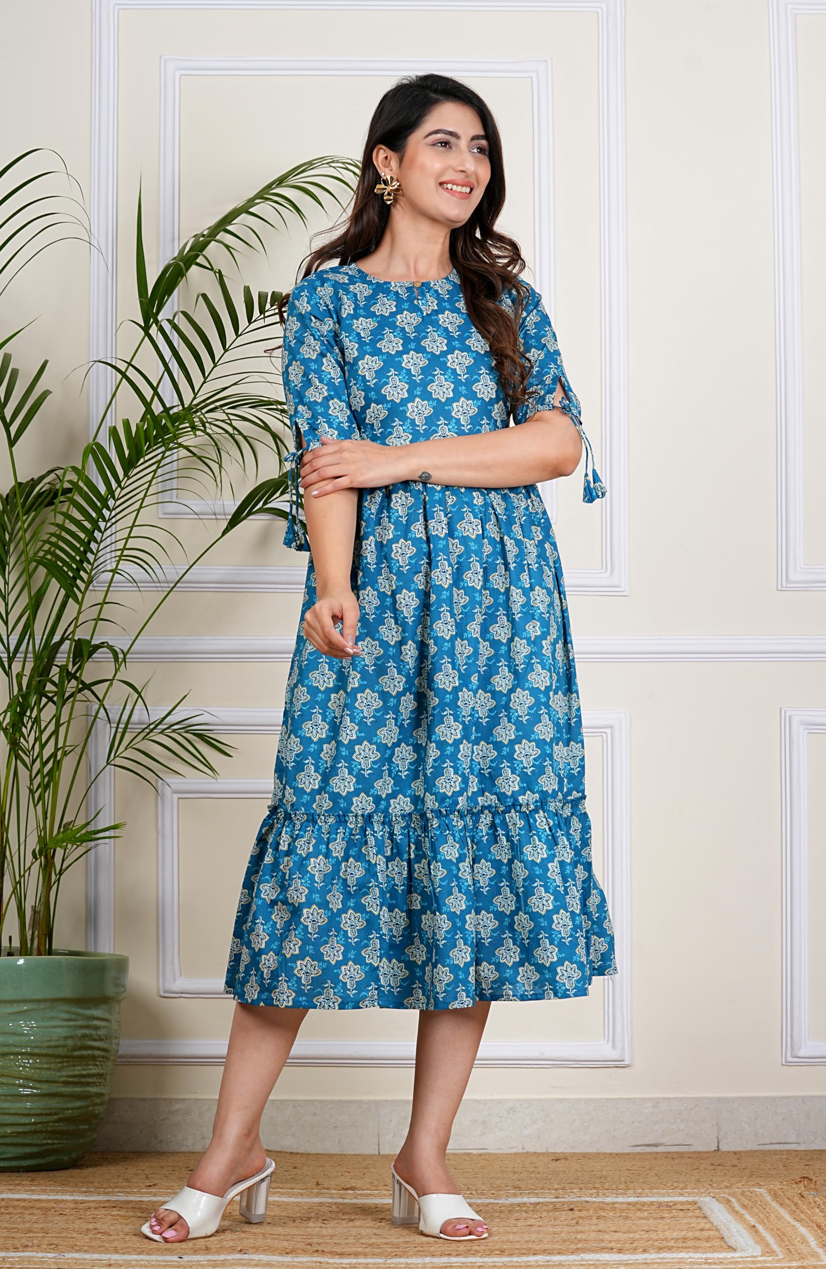 Kuruti B Sheets Women's Floral Printed Rayon Fit and Flare Tank Maxi Dress Kurta - packaging (10)