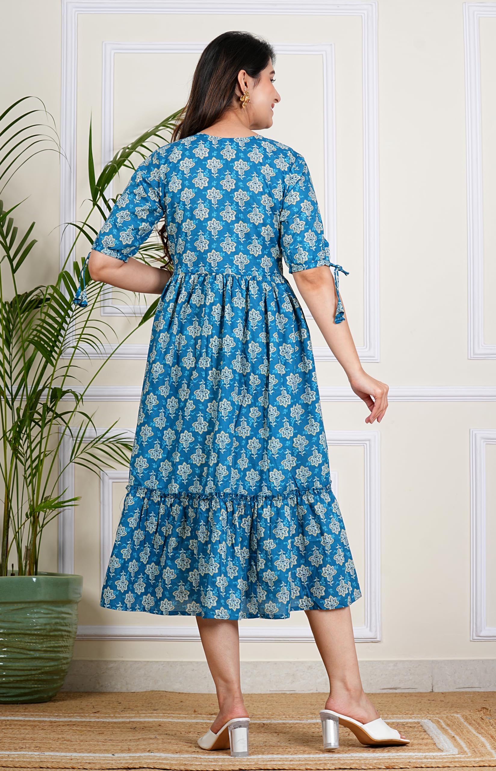Kuruti B Sheets Women's Floral Printed Rayon Fit and Flare Tank Maxi Dress Kurta - label detail (11)