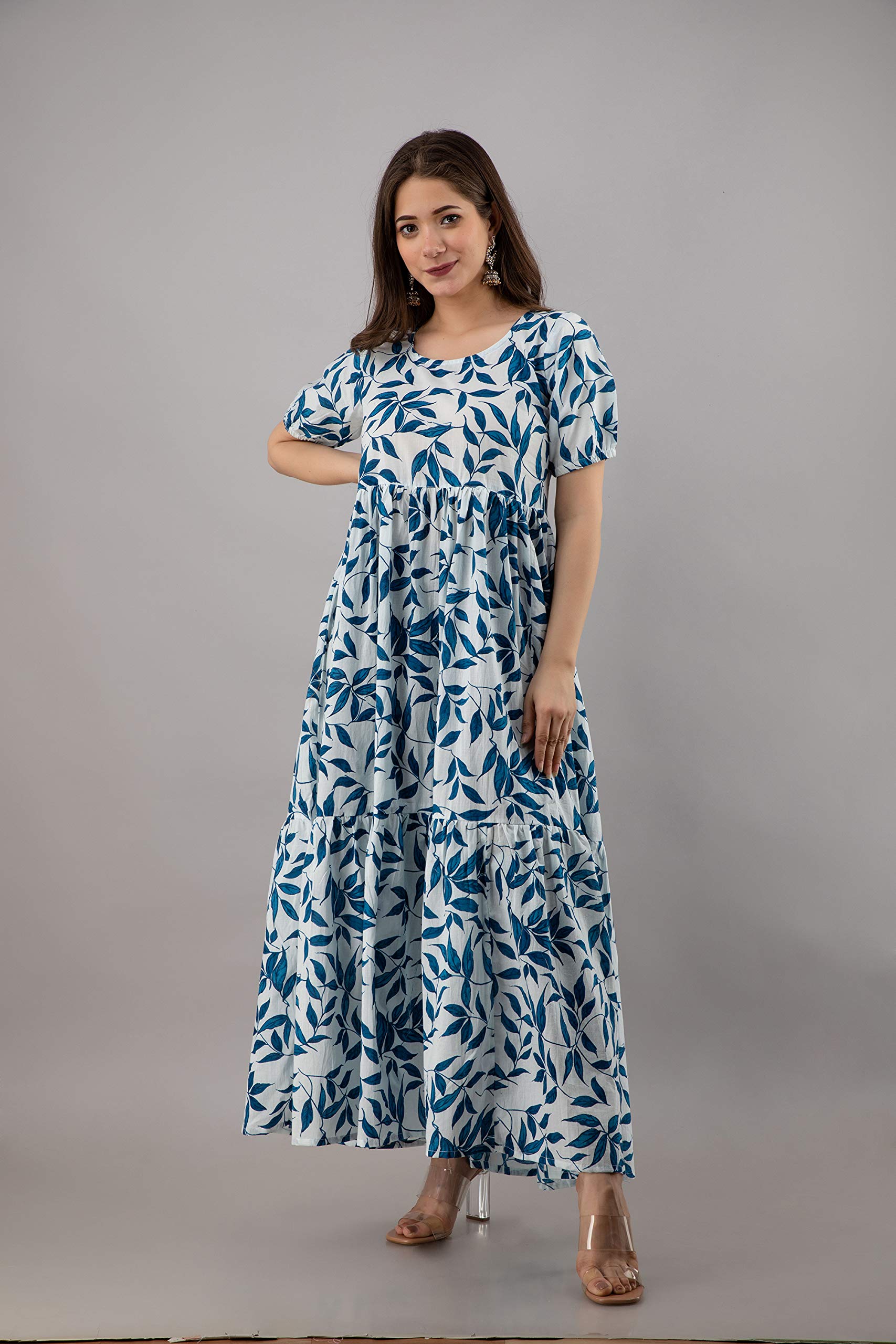 Kuruti B Sheets Women's Floral Printed Rayon Fit and Flare Tank Maxi Dress Kurta - packaging (16)