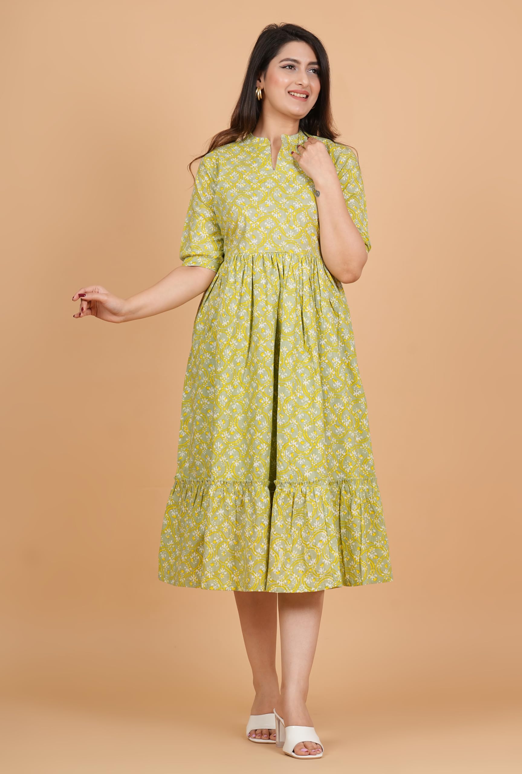 Kuruti B Sheets Women's Floral Printed Rayon Fit and Flare Tank Maxi Dress Kurta - packaging (21)