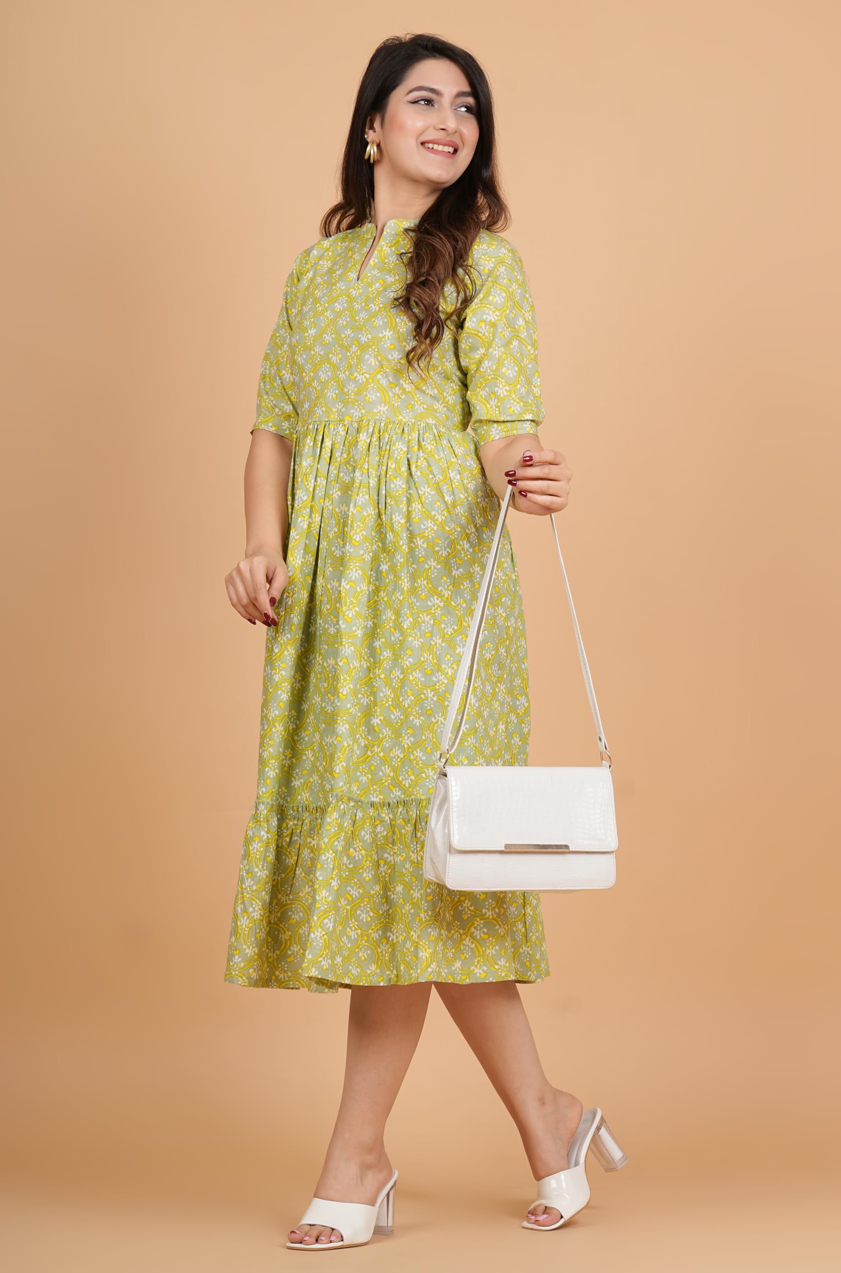 Kuruti B Sheets Women's Floral Printed Rayon Fit and Flare Tank Maxi Dress Kurta - ingredients panel (23)