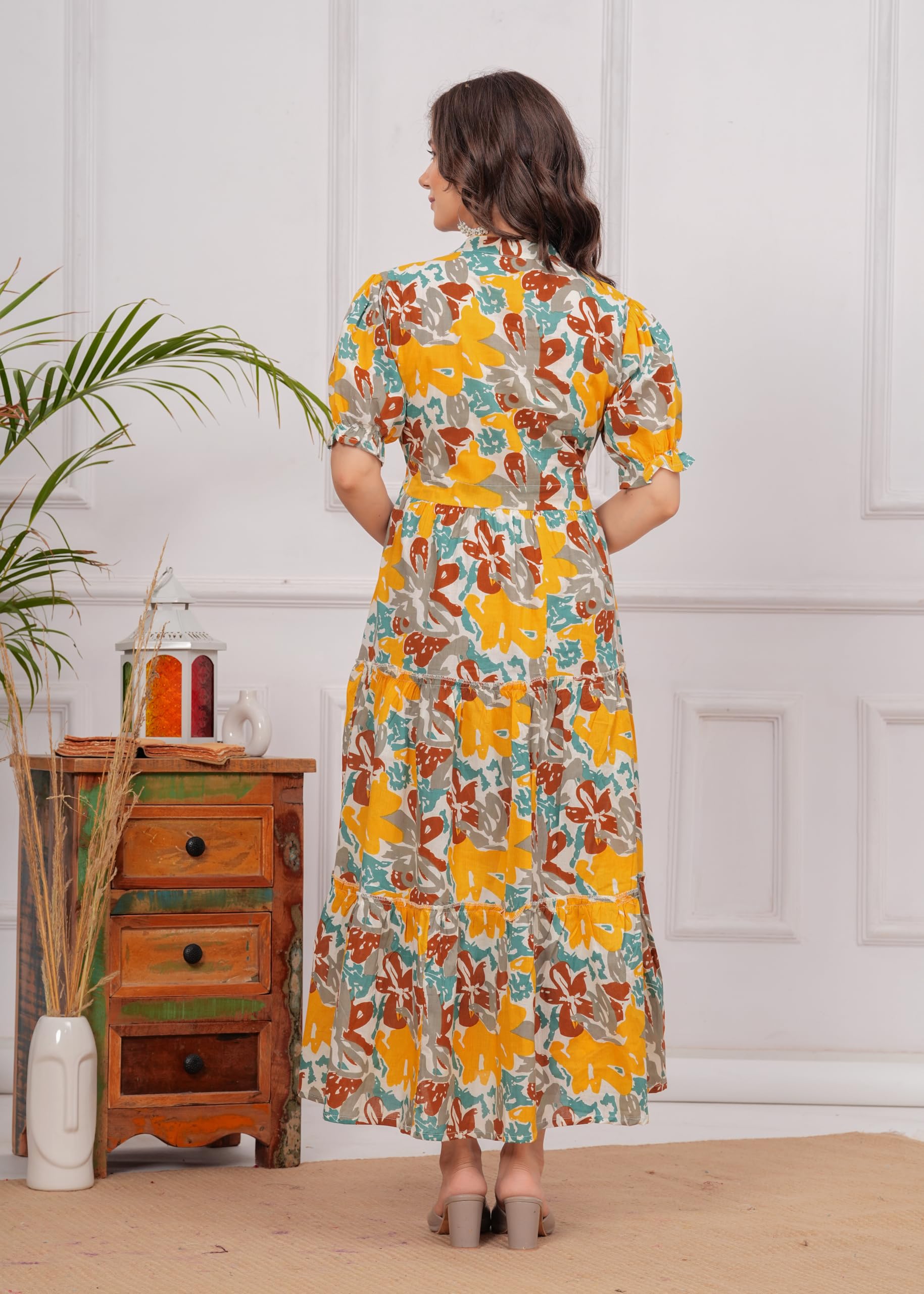 Kuruti B Sheets Women's Floral Printed Rayon Fit and Flare Tank Maxi Dress Kurta - label detail (27)