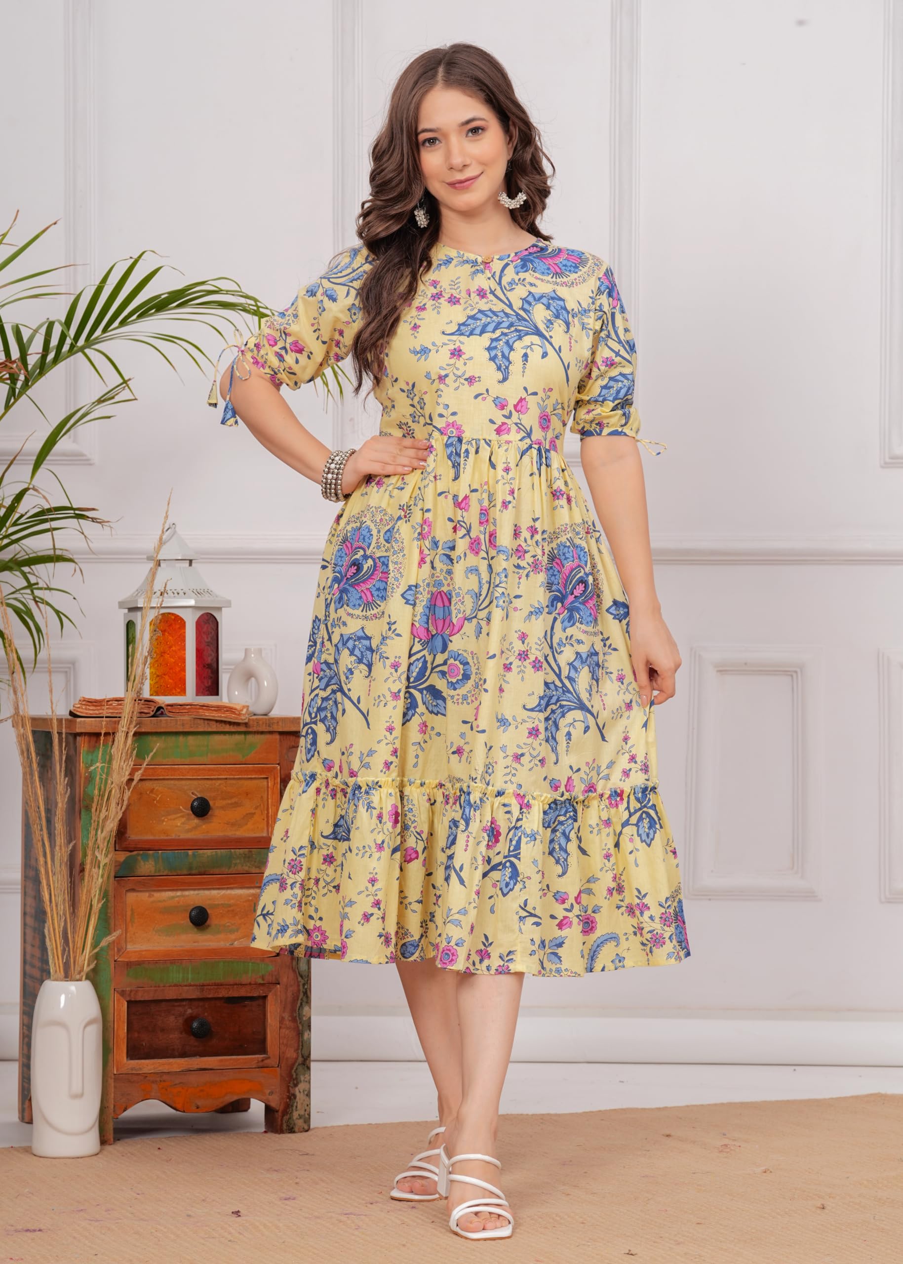 Kuruti B Sheets Women's Floral Printed Rayon Fit and Flare Tank Maxi Dress Kurta - packaging (32)