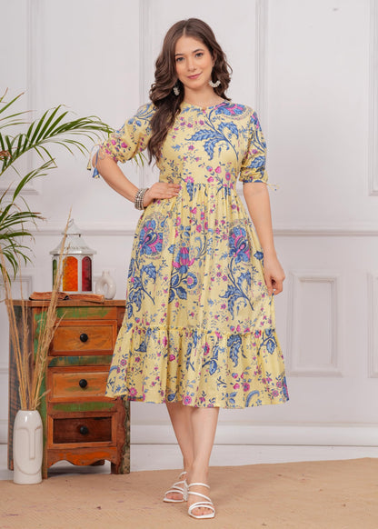 Kuruti B Sheets Women's Floral Printed Rayon Fit and Flare Tank Maxi Dress Kurta - packaging (32)