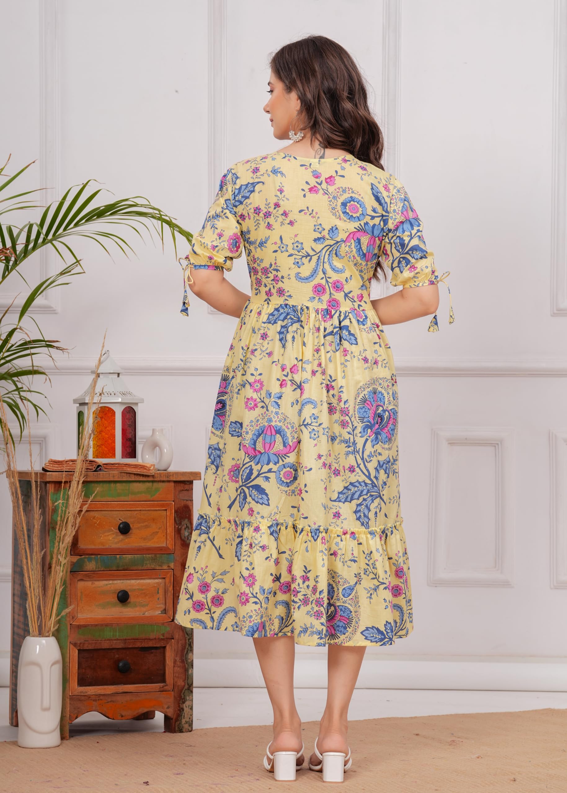 Kuruti B Sheets Women's Floral Printed Rayon Fit and Flare Tank Maxi Dress Kurta - label detail (33)