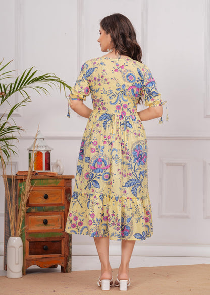 Kuruti B Sheets Women's Floral Printed Rayon Fit and Flare Tank Maxi Dress Kurta - label detail (33)