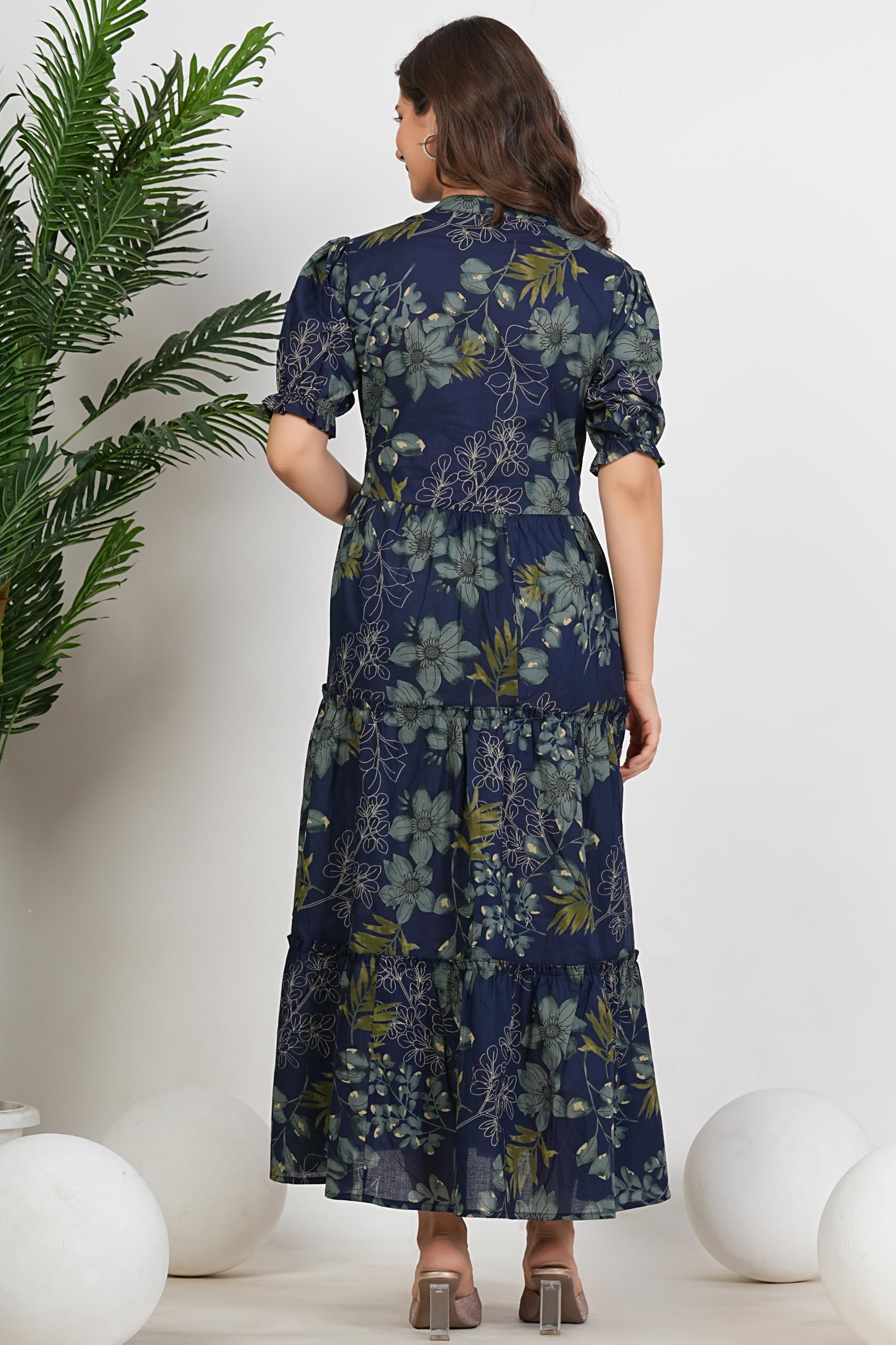 Kuruti B Sheets Women's Floral Printed Rayon Fit and Flare Tank Maxi Dress Kurta - label detail (39)