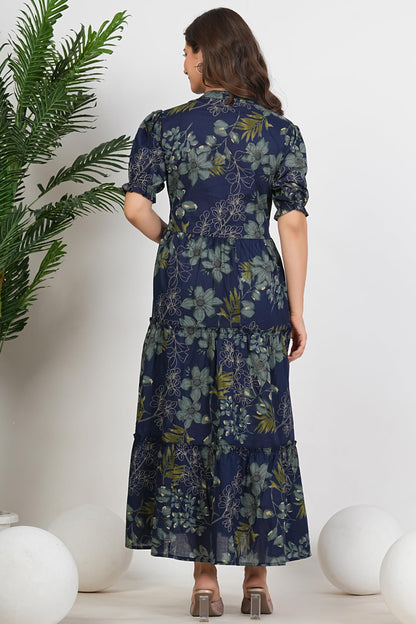 Kuruti B Sheets Women's Floral Printed Rayon Fit and Flare Tank Maxi Dress Kurta - label detail (39)