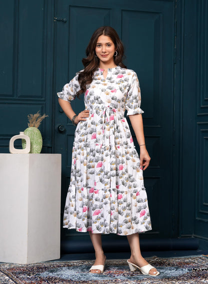 Kuruti B Sheets Women's Floral Printed Rayon Fit and Flare Tank Maxi Dress Kurta - packaging (44)