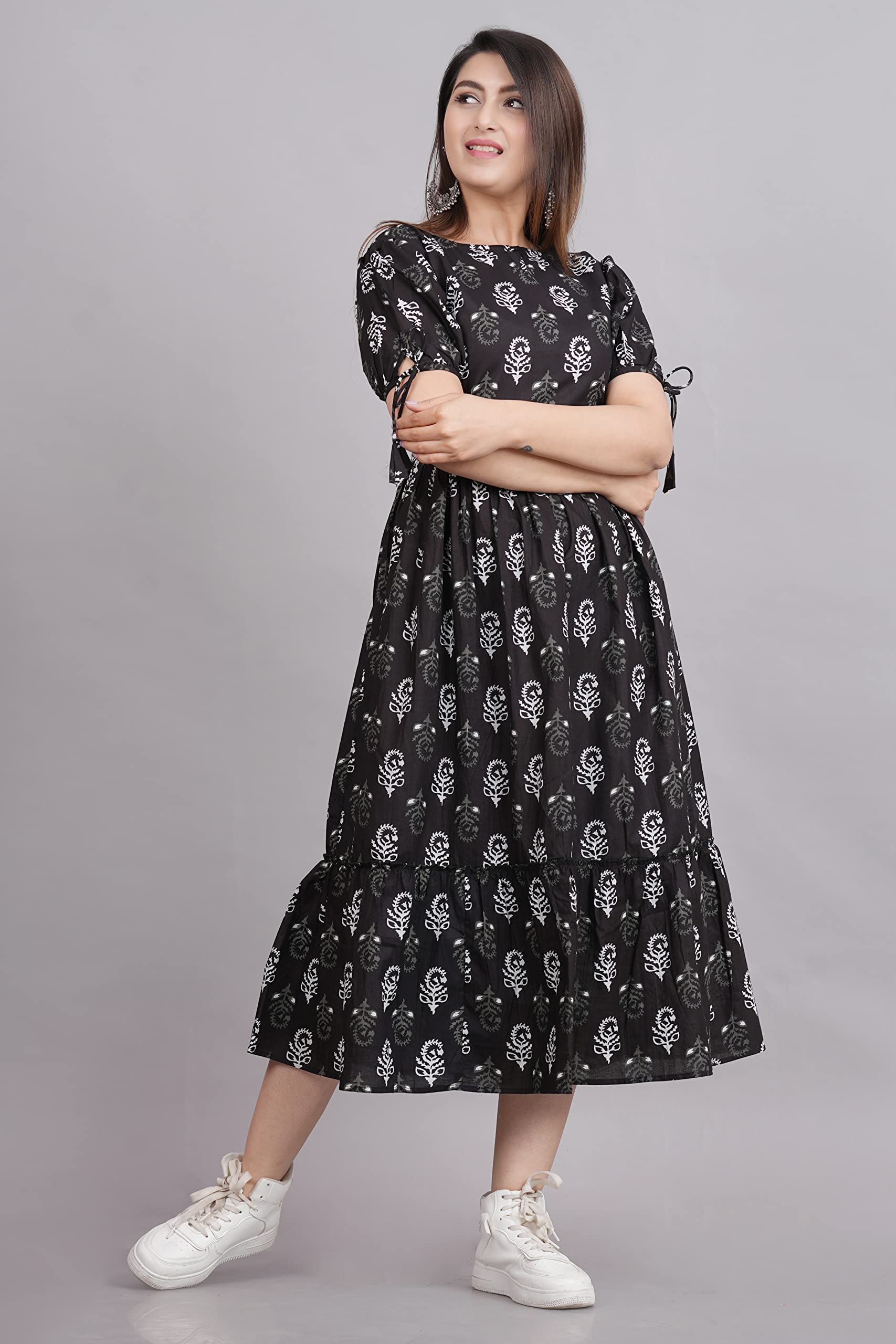 Kuruti B Sheets Women's Floral Printed Rayon Fit and Flare Tank Maxi Dress Kurta - packaging