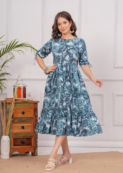 Kuruti B Sheets Women's Floral Printed Rayon Fit and Flare Tank Maxi Dress Kurta - packaging (55)