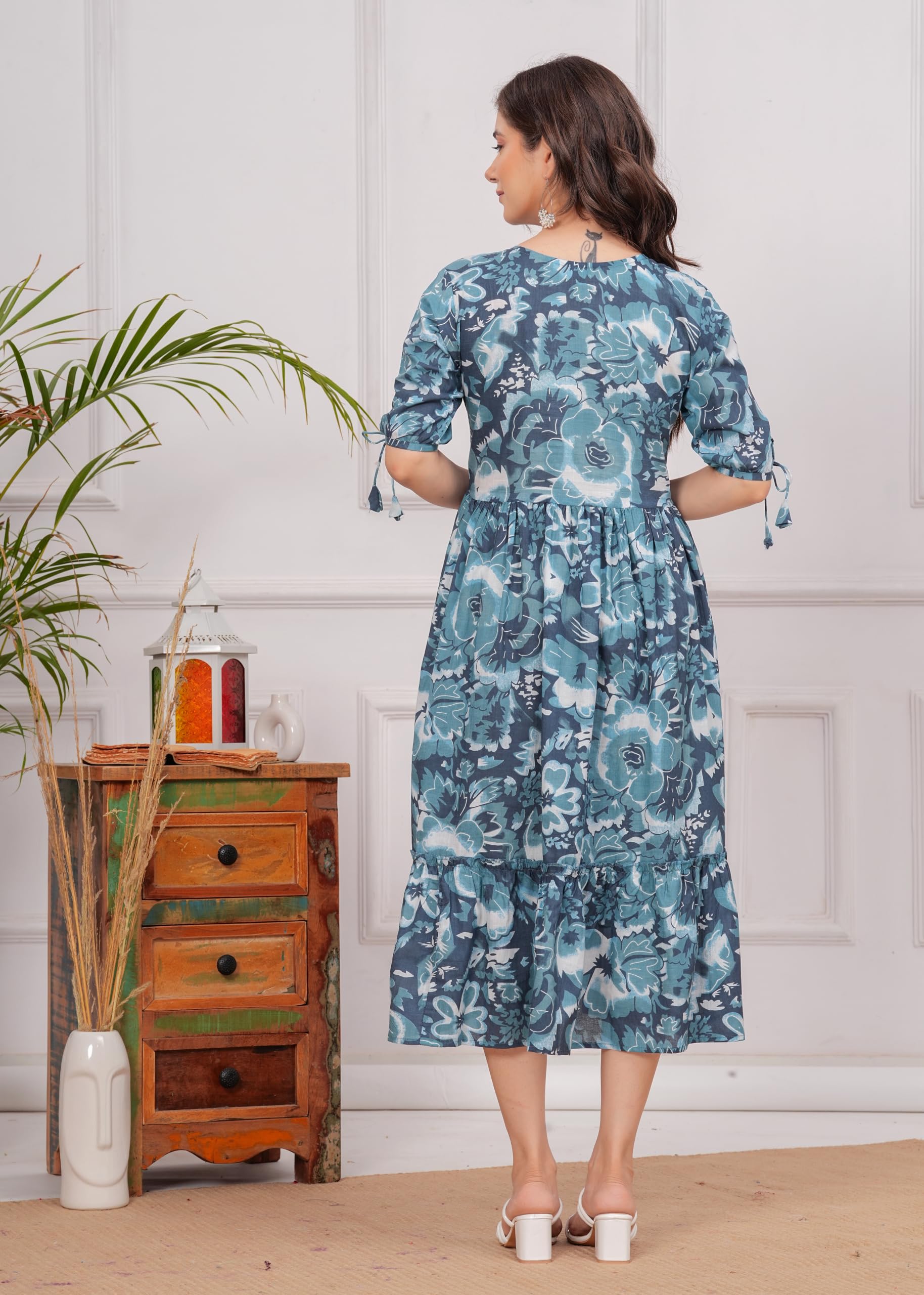 Kuruti B Sheets Women's Floral Printed Rayon Fit and Flare Tank Maxi Dress Kurta - label detail (56)