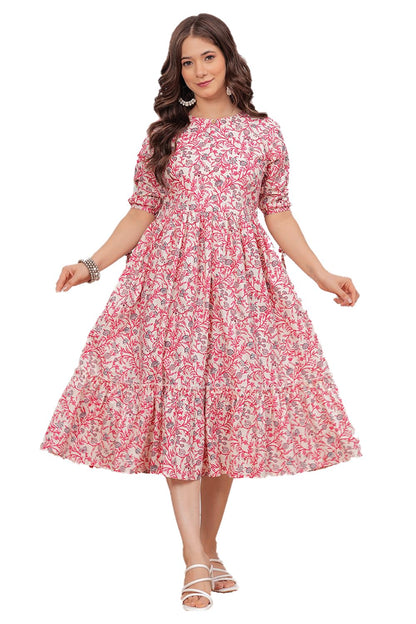 Kuruti B Sheets Women's Floral Printed Rayon Fit and Flare Tank Maxi Dress Kurta (59)